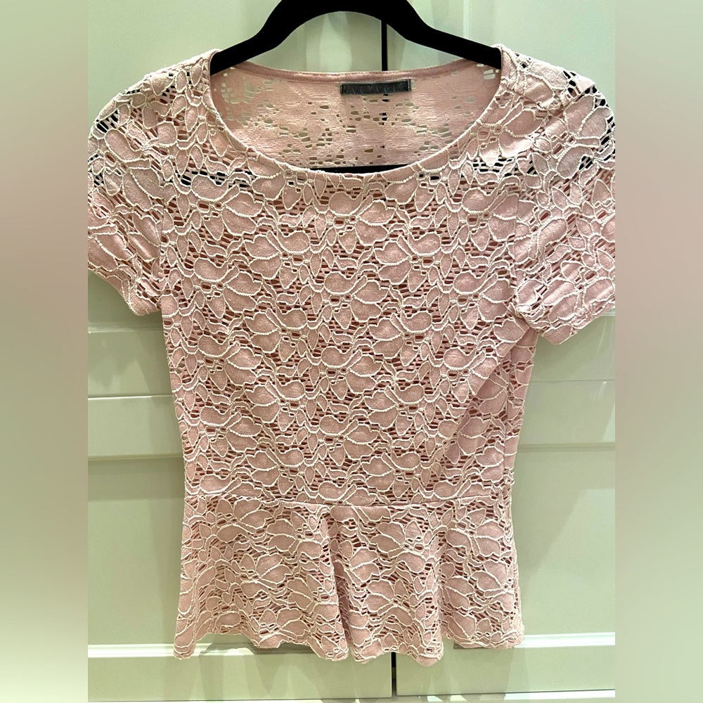 Velvet pink peplum top, size petite